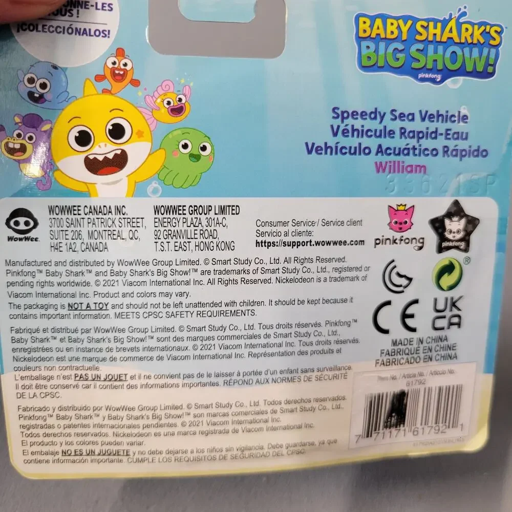 Baby Sharks Big Show Toy Speedy Sea Vehicle William Fish Pull Back‎ & Let Go New